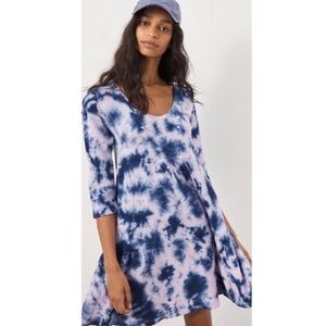 Anthropologie Pollie Tiered Tie Dye Mini Dress Sleeves Sz Small